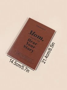 1pc Brown English Edition Notebook, "Dad/Mom, I Want To" Font Beautiful Cover Design - A Daily Itinerary Planner For Friends, Classmates And Family, A Creative Notebook For Sharing Life And Love
