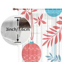 1 件，圣诞球，叶子，印花薄纱窗帘，家居装饰纱布窗帘，适用于卧室、客厅、餐厅、书房、家居装饰、圣诞快乐、圣诞礼物 - 彩色 - 查看 10