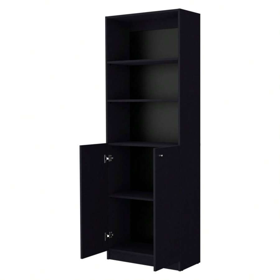 Sutton 2Door Bookcase, Storage With MultiLevel Shelves And Double
