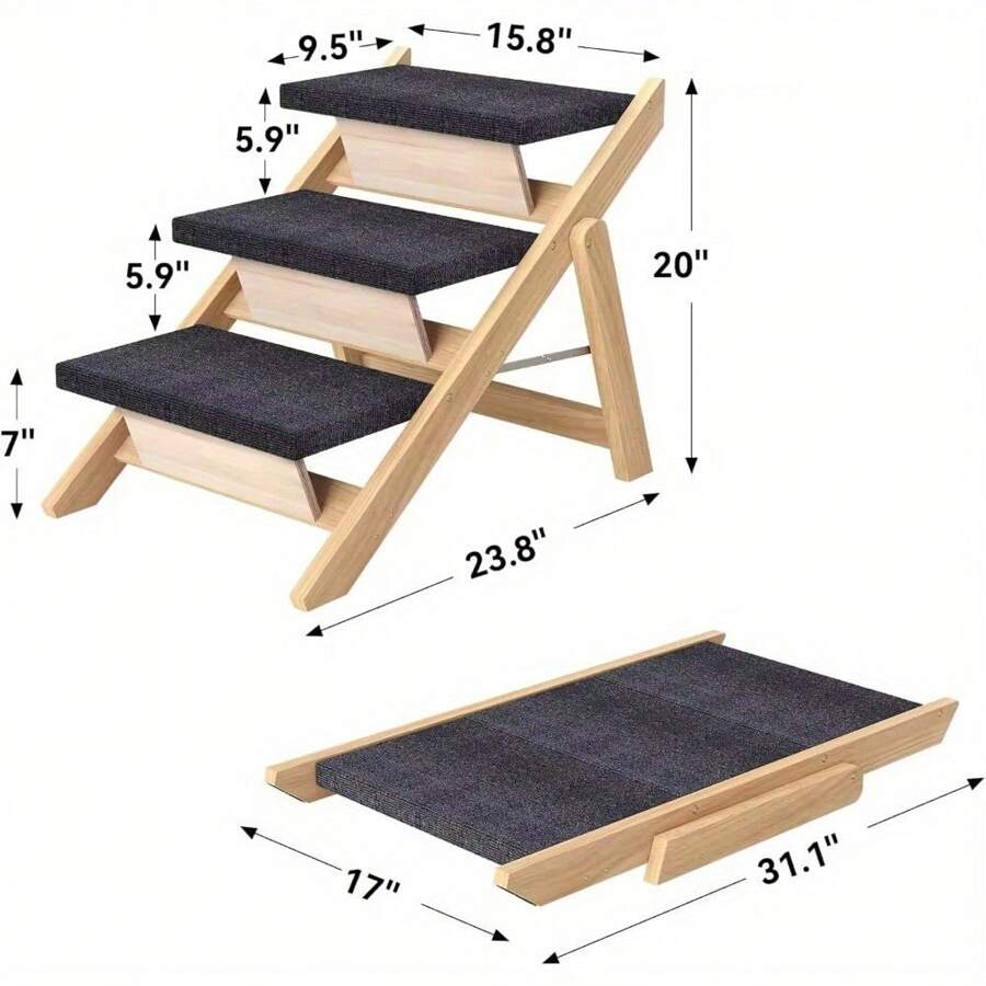 Comfortable Foldable Dog Ramp Soft Pet Stairs For Small Elderly Dogs
