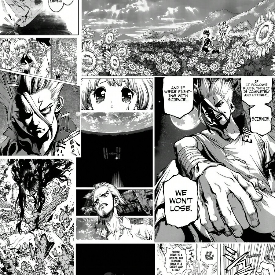 Dr Stone Black And White Manga Sticker Roll 0.5x3.0m SHEIN UK