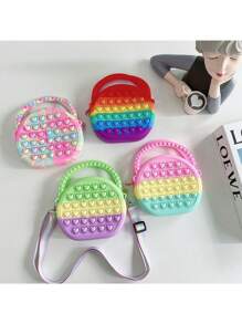 1 件卡通混色硅胶邮差包零钱包斜挎包手提包实用礼物之选 Y2K 生日 - 彩色 - 查看 1