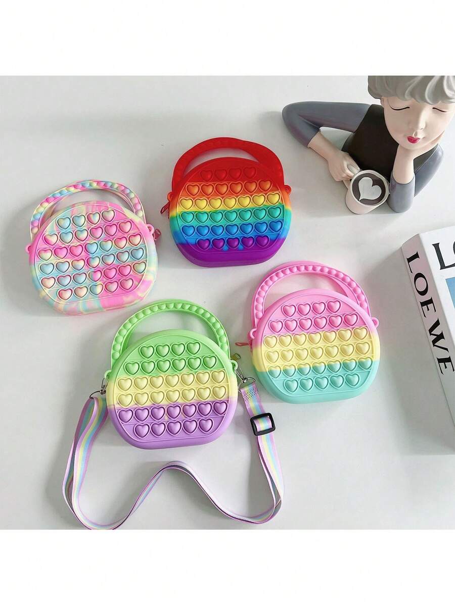 1 件卡通混色硅胶邮差包零钱包斜挎包手提包实用礼物之选 Y2K 生日 - 彩色 - 查看 1