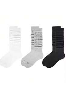 3 Đôi Tất Dệt Kim Thường Ngày Màu Trắng Cho Nam, Tất Lông Bọt, Mềm Mại, Thoải Mái Và Ấm Áp - Nhiều màu - Xem 2