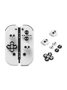 Skull Pattern Directional Keys And ABXY Button Caps, Compatible With Switch NS/Switch OLED Game Console Button Caps, Joycon Controller Joystick Caps Set, Halloween Gift, Gaming Accessories