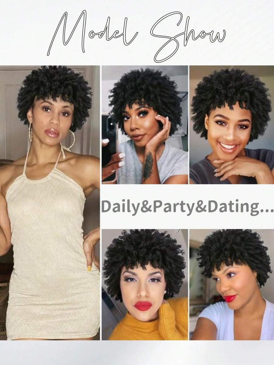 Short Dreadlock Wig For Women And Men Afro Curly Faux Locs Hair Wigs
