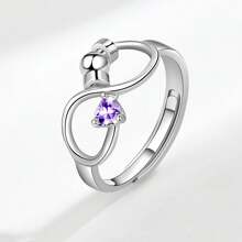 Anillo de cumpleaños de diciembre, símbolo del infinito simple anti-ansiedad rotatorio, de amor eterno, para el Día de San Valentín o compromiso para la novia