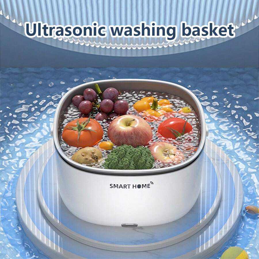 Ultrasonic Vegetable Washing And Draining Basket, Household Fruit And