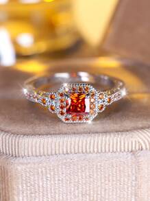 Vanel 1 chiếc nhẫn đính hôn thời trang và thanh lịch dành cho nữ đính đá Cubic Zirconia màu đỏ - nhẫn - Xem 2