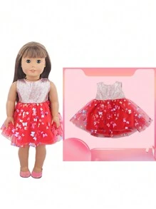 1 pieza Vestido de muñeca - Vestido con falda esponjosa de tul con moño, apto para muñecas American Girl de 18 pulgadas (la muñeca no está incluida), muñecas Reborn de 43 cm, regalo perfecto para niñas, ropa de muñeca, muñeca Reborn, ropa de muñeca Reborn