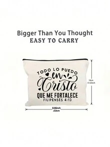 Equipped With Christian Printed Makeup Bag, Vintage Bible God Jesus Printed Storage Bag, Toiletry Bag, Christian Gift, Stylish, Simple Handbag, Lightweight And Foldable Storage Bag Makeup Organizer Makeup Storage Bag Mini Pouch Travel Small Makeup Case Accessories Make Up Holder Brush Bag Make Up Container Cosmetic Bag Travel Essentials Ladies Accessories Travelling Stuff Makeup Bags Makeup Pouch Make Up Pouch Make Up Bag - Multicolor - View 11