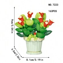 1 pieza Maceta miniatura de plástico con bloques de construcción intercambiables de flores, juguete creativo de flores eternas de bloques de construcción DIY, decoración de escritorio mini, incluye 12 estilos como girasol y rosa, adecuado para decorar el hogar, fiestas, oficina y otros lugares. Excelente regalo de Navidad/Halloween/Año Nuevo/Día de San Valentín/Cumpleaños para amigos y niños - Multicolor - Ver 20