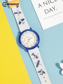 MINGRUI Đồng hồ trẻ em hoạt hình dễ thương có dây đeo in họa tiết, đồng hồ kim chống nước 30M, thích hợp cho bé gái, quà tặng & đồ dùng học tập - Màu be - Xem 3