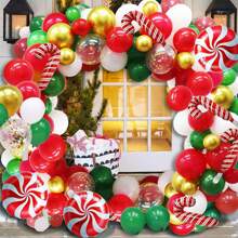 Bộ 105 vòng hoa bóng bay trang trí Giáng sinh - Bóng bay nhiều màu đỏ, xanh lá, vàng và kim tuyến, bóng bay kim loại, chủ đề kẹo ngày lễ Giáng sinh, trang trí tiệc sinh nhật Giáng sinh - Nhiều màu - Xem 1