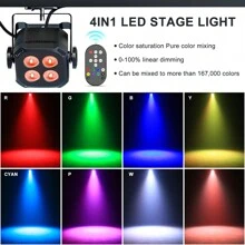 SEBRUANC 60W Par Light 4 RGB LED With Remote Control DMX512 Sound Control Stage Lighting Equipment For Christmas Decor Carnival Party Wedding Musical Show Club Bar KTV DJ Disco - 6 PCS - View 4