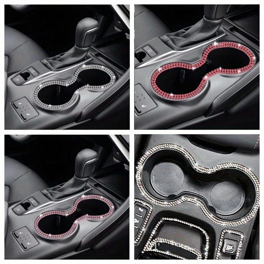 Pegatinas decorativas de coche con cristal y strass - 0,5 cm * 100 cm, Cubierta interior de auto, Accesorios de decoración de coche para niñas, Accesorios brillantes para personalizar el interior del vehículo - L9M0 - Multicolor - Ver 1