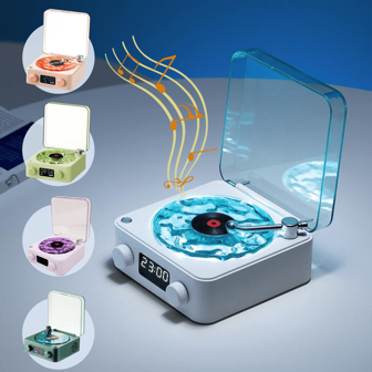 Multifunctionele Bluetooth-luidspreker met verstelbaar licht en surround-stereo voor slaaphulp, 4 instelbare afspeelmodi, retro vinylplatenspelerontwerp, Bluetooth-connectiviteit en TF-kaartsleuf, voor thuis, op feestjes en als cadeau