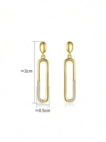 1 Cặp bông tai đinh tán dài bằng bạc Sterling S925 Cubic Zirconia, thiết kế độc đáo, bông tai phong cách kẹp giấy tối giản cao cấp, món quà hoàn hảo cho phụ nữ - Quảng trường - Xem 3