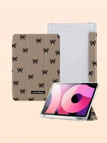 Funda para tableta de 1 pieza con diseño de moño, antioscilación, con ranura para lápiz, compatible con función de suspender/reactivar, compatible con Samsung e iPad - Multicolor - Ver 5