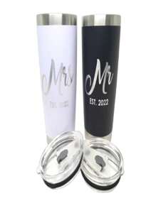 Wedding  Bride Mr Mrs Groom Bridegroom 2 Pieces - Black and White - View 3
