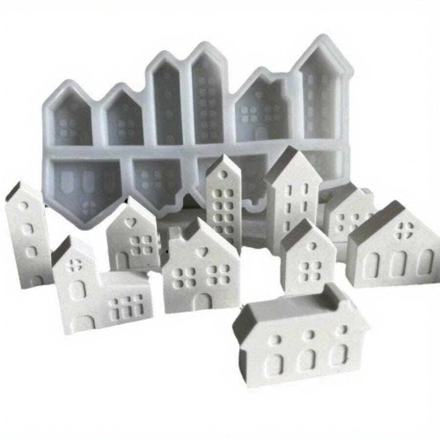 10Cavity Silicone Mold HouseShaped, Nordic & Castle Miniatures For