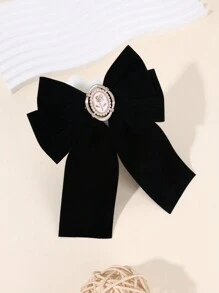 1 peça de grampos de cabelo de veludo de cor sólida com laço grande, grampo de cabelo elegante com decoração de flores para uso diário na cabeça, acessórios de cabelo vermelho e preto para presente