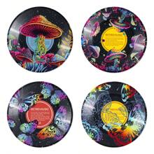 Juego de 4 decoraciones de pared con diseño de discos de vinilo de Putuo Decor: decoración de habitación con hongos, decoración de habitaciones con discos de vinilo para adolescentes y niñas, collage de decoración de habitaciones vintage en tonos pastel para dormitorio, garaje y bar - Multicolor - Ver 4