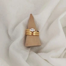 VKHK 1 Pc Creative 18K Gold Plated Stainless Steel Eye Stone Multilayered Rings For Women Men Couple Jewelry Gift - Layered Rings - View 7