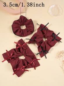 1 chiếc dây buộc tóc nơ kẻ caro cho trẻ em, cỡ lớn, thích hợp cho tóc buộc hai bím, phù hợp cho cả sinh hoạt hàng ngày và dự tiệc. - Nhiều màu - Xem 3