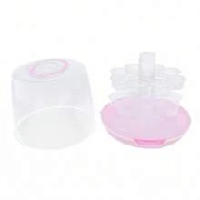 Portable 3-Tier Cupcake Transporter Dome Box Pink Muffin Holder With Locking Lid - Multicolor - View 8