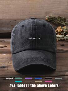 1pc Printed "NOTREALLY" Washed Baseball Cap, Adjustable Outdoor Sun Hat For Spring/Autumn Travel Beach Vacation, Y2K Style For Youth - Baseball Cap - View 4