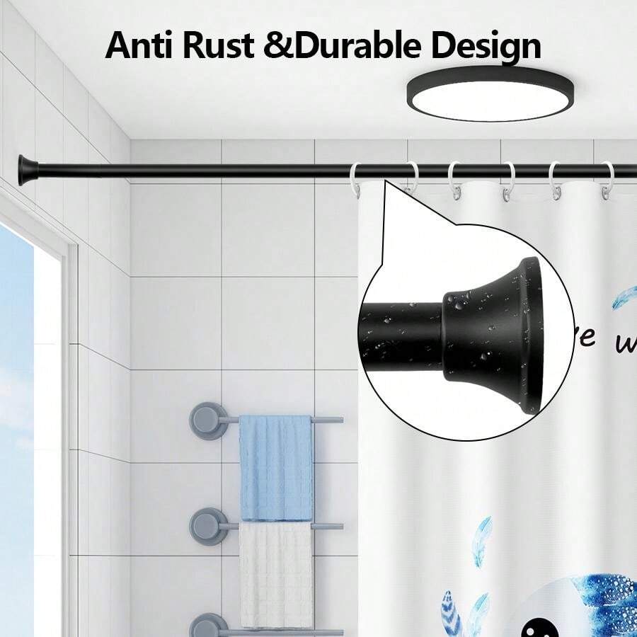 1'' Diameter Shower Curtain Rod Horn Style Solid Color Cast Iron Spring