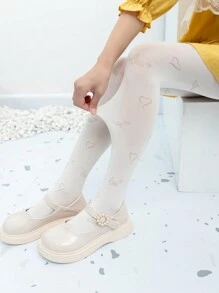 3pcs/Set Heart Graphic Solid Color Leggings, Girls Tights, Comfortable Dance Stockings For Autumn/Winter - Multicolor - View 4