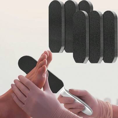 10 pezzi/20 pezzi/40 pezzi/60 pezzi Tamponi di ricambio in acciaio inossidabile per lima per piedi, grana 120, grana 180, ricambi per lima per pedicure, tamponi per raspa per piedi con colla rimovibile per calli e pelle morta (nero)