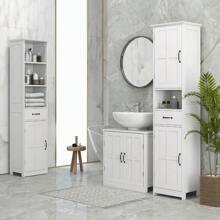 Kleankin Bathroom Locker Linen Tower With 3 Open Shelves White-