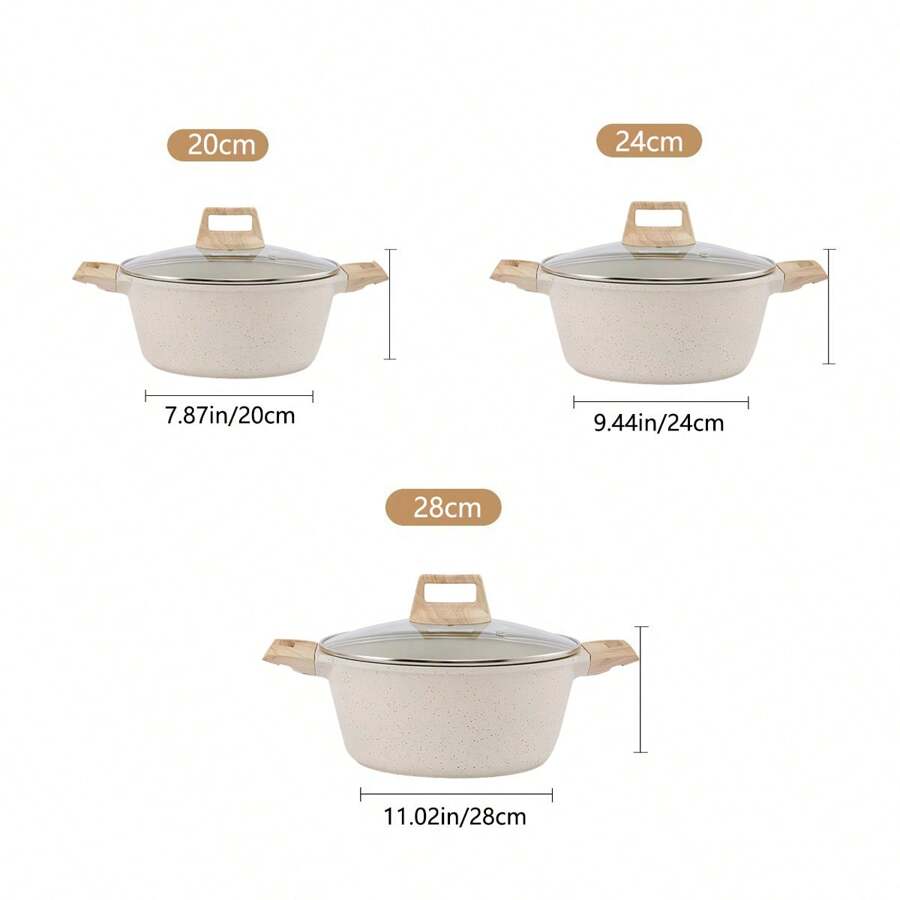 Maifanshi Kochgeschirr-Set, Druckguss-Dampf-, Koch-, Schmor- und Bratpfanne, universell für Induktionskochfeld geeignet, Antihaftbeschichteter Topf, Haushaltsgeschirr