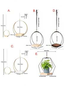 1pc Bohemian Hanging Basket Tassel Circular Hanging Plant Bracket Aerial Green Plant Flower Rack Metal Plant