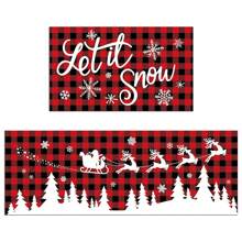 Christmas Door Mat Set Kitchen Throw Rugs Non-Slip Entryway Rugs Floor Carpet For Bedroom Indoor Decor