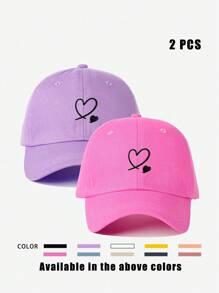 2 piezas Gorras de béisbol ajustables con doble corazón bordado, sombreros casuales a prueba de sol para exteriores, adecuados para primavera, otoño, viajes, playa, moda Y2K para jóvenes