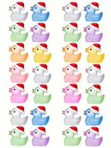 50 cái/bộ Vịt Giáng sinh mini phát sáng trong bóng tối có mũ ông già Noel - Tượng vịt nhựa nhỏ, Quà tặng tiệc, Túi đựng quà, Quà tặng Giáng sinh màu ngẫu nhiên - Nhiều màu - Xem 5