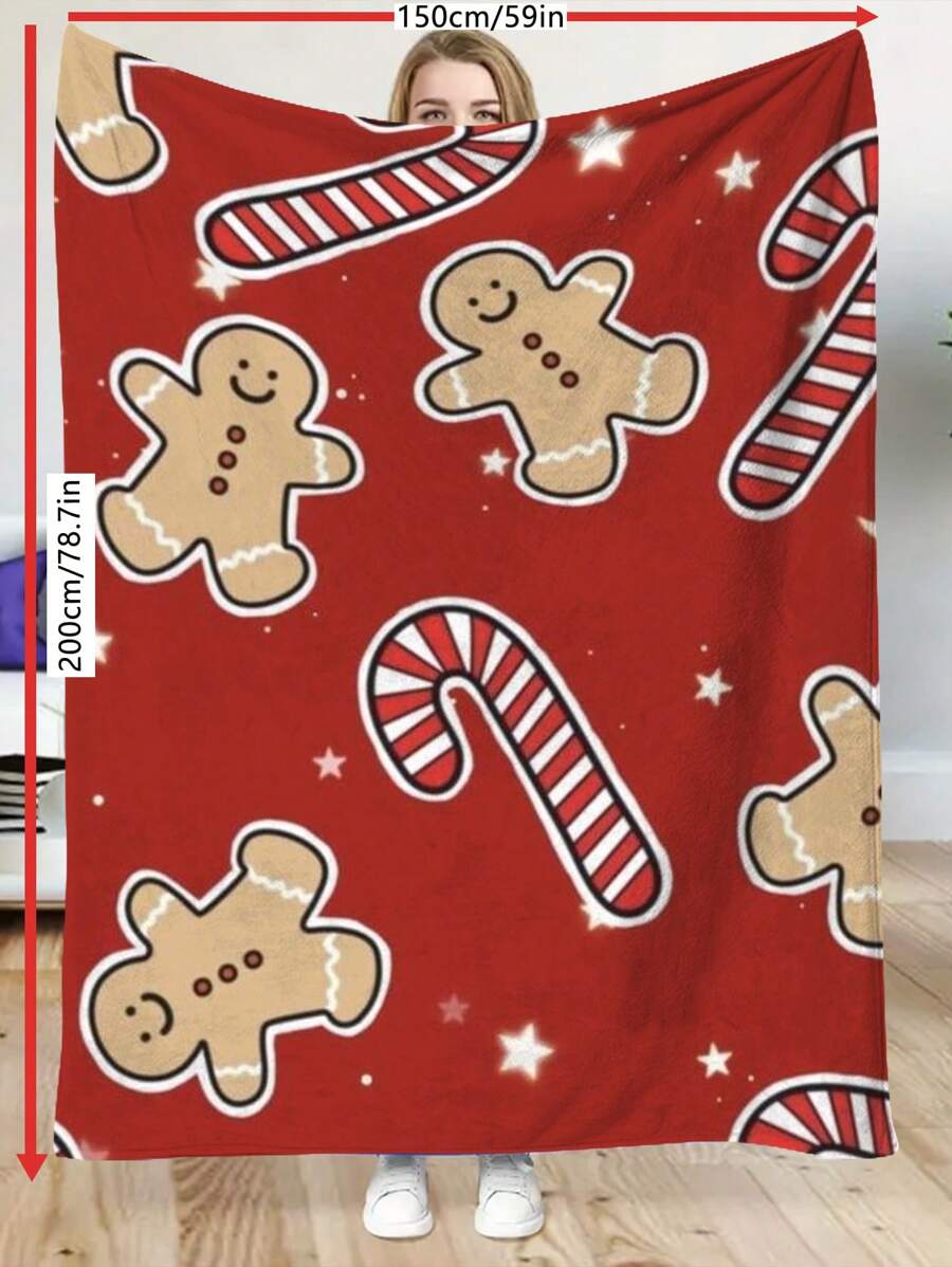 1 chiếc chăn in hình ông già Noel bằng vải nỉ, chăn trang trí mềm mại, thích hợp cho giường ngủ, máy lạnh, văn phòng - Nhiều màu - Xem 1