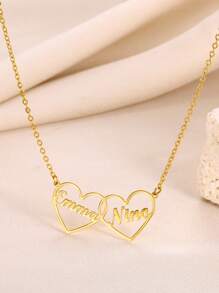 1PC Custom Necklace Personalized Heart Necklace Gold Color Stainless Steel Heart Necklace Gift For Mom Couple Personalised Minimalist Jewelry Gift