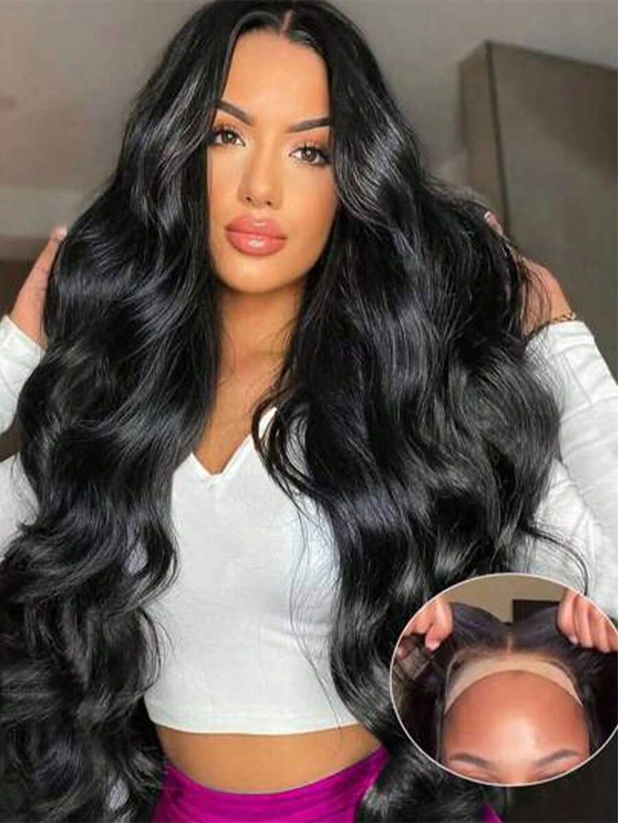 34 Inch 13x4 Body Wave Lace Front Wigs Human Hair For Women 150% Density Lace Front Wigs Human Hair Pre Plucked With Baby Hair Natural Hairline Brazilian Virgin Glueless Human Hair Wigs Wigs For Women Human Hair Wigs (8-34 Inch) - Natural & Black - View 1