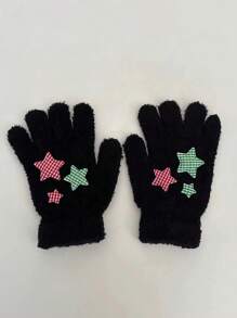 1 Cặp Găng Tay Thiết Kế Ngôi Sao Mờ, Chống Gió 5 Ngón Tay & Ấm Áp Cho Đạp Xe Ngoài Trời, Quà Tặng Giáng Sinh - 12-16Y - Xem 5