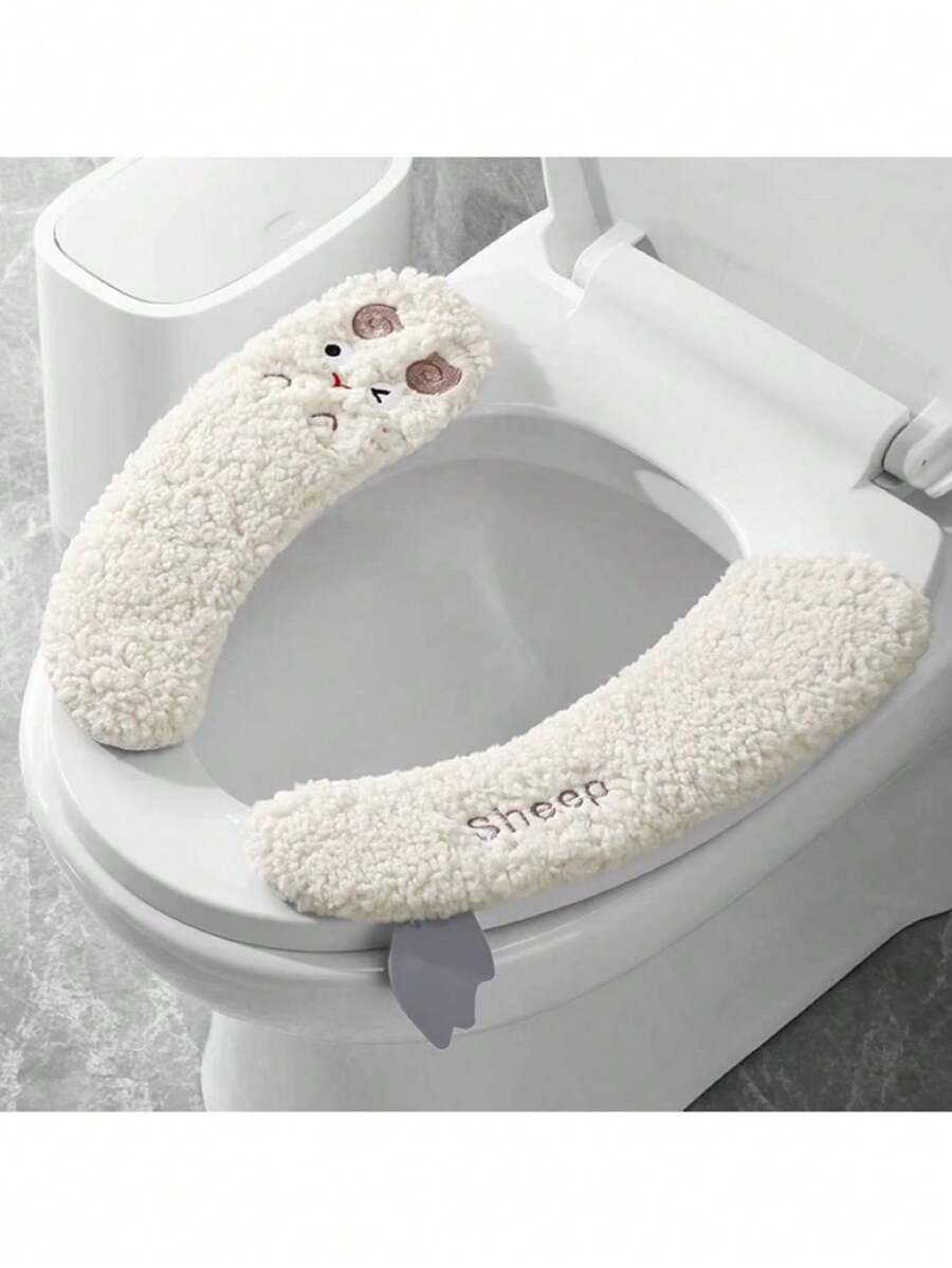 1 对/套毛绒加厚抗菌马桶座套，适合所有季节，自粘式马桶垫，适用于家庭浴室