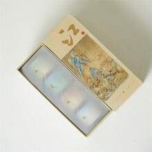 1 套粗陶山水茶杯，山水主题礼盒茶具，商务/纪念品返校礼物