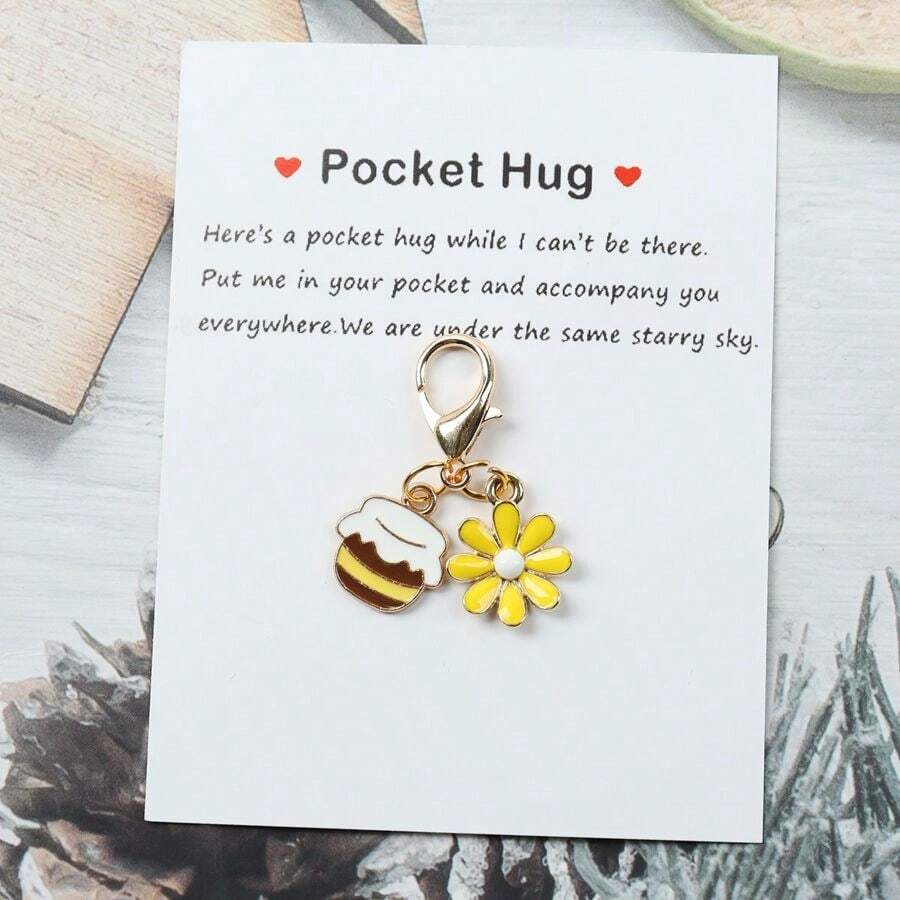 1pc/2pcs Mini Cute Honey Jar Daisy Flower Charms Keychain Decorative