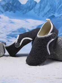 Inke 毛绒一脚蹬拖鞋，温暖舒适的室内防滑家居鞋，适合冬季居家 - 灰色 - 查看 5