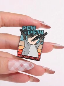 1pcs卡通动物珐琅针持双枪老鼠胸针饰品配饰男士休闲娱乐场所饰品礼品 - 彩色 - 查看 4