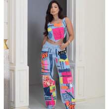 Wed Leg Jeans Set + Short Jacket With Pink And Delicate Metal Details - Rửa trung bình - Xem 4